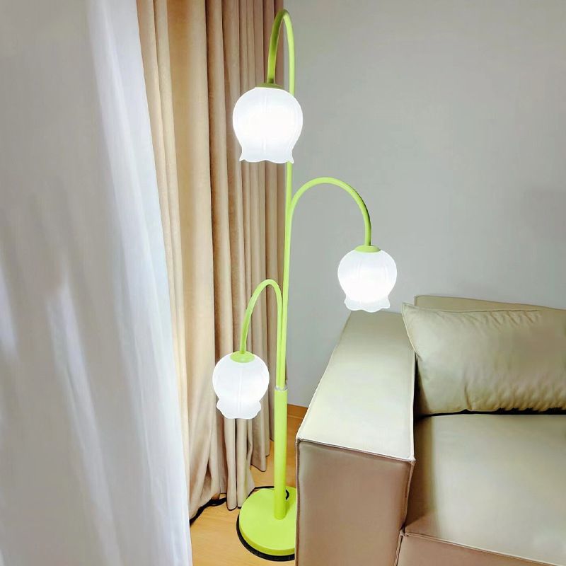 Lily Art Deco Dome Metal Glass Floor Lamp - Cueteks