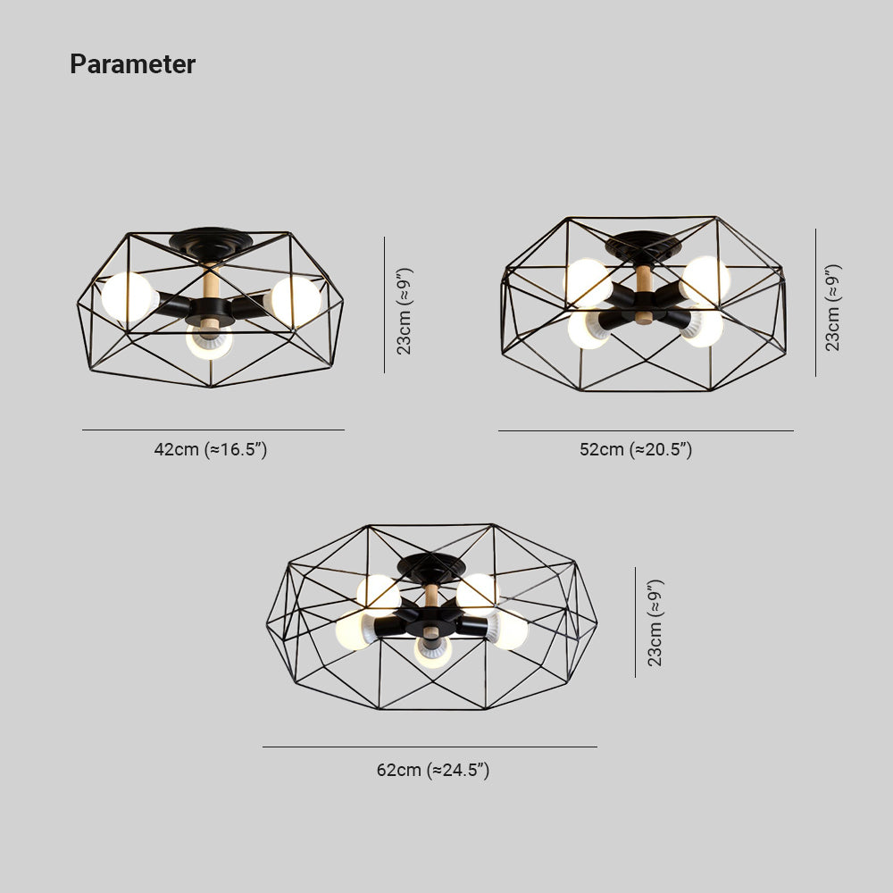 Cooley Black diagrams: 3 lights 42 cm wide, 4 lights 52 cm, 5 lights 62 cm; all 23 cm high, with approximate inch labels.