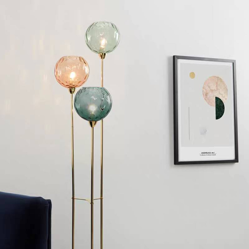 Hailie Designer Bubble Floor Lamp, Metal/Glass - Cueteks