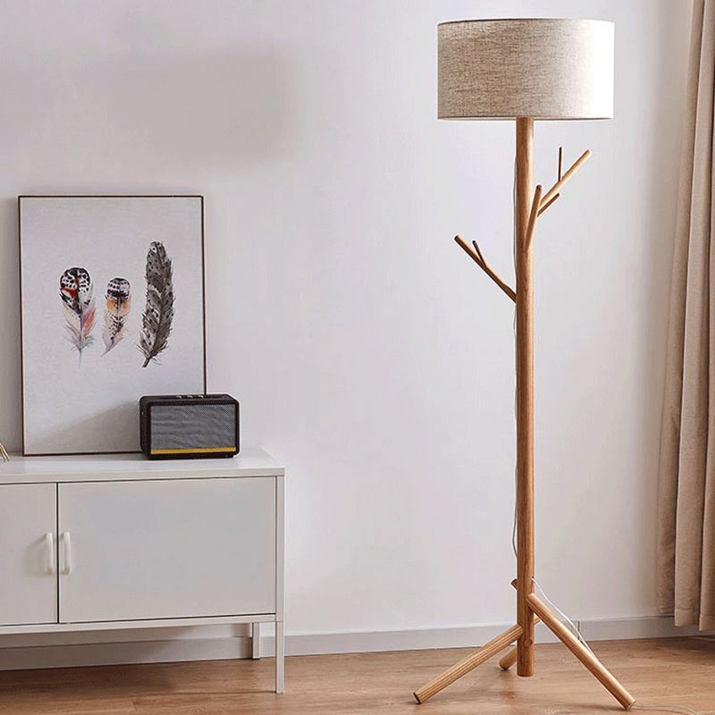 Muto Floor Lamp Japanese Tree, Beige, Fabric/Wooden - Cueteks