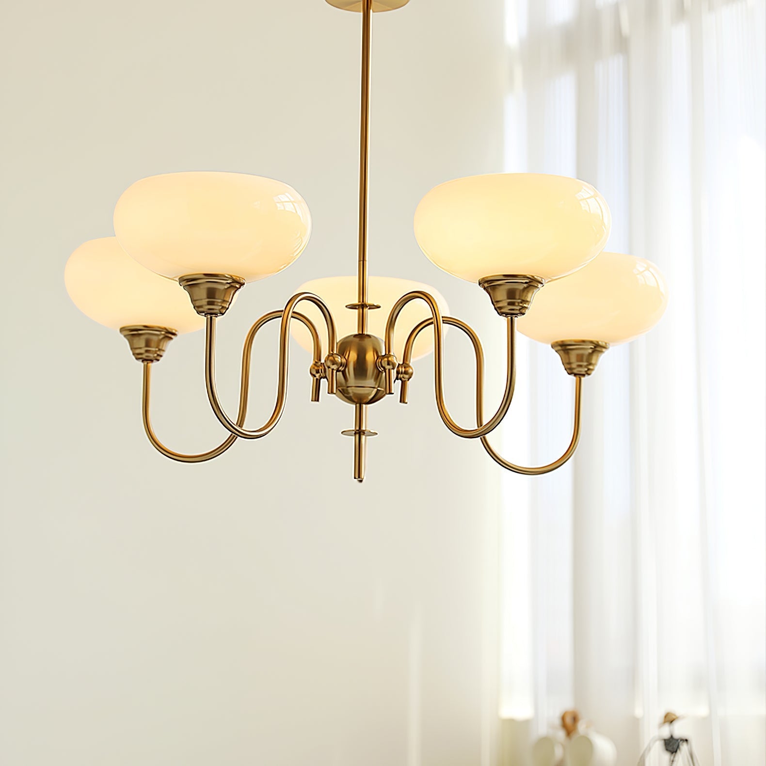 Morandi Modern Kitchen Island Bubble Globe Glass Chandelier, White/Beige - Cueteks