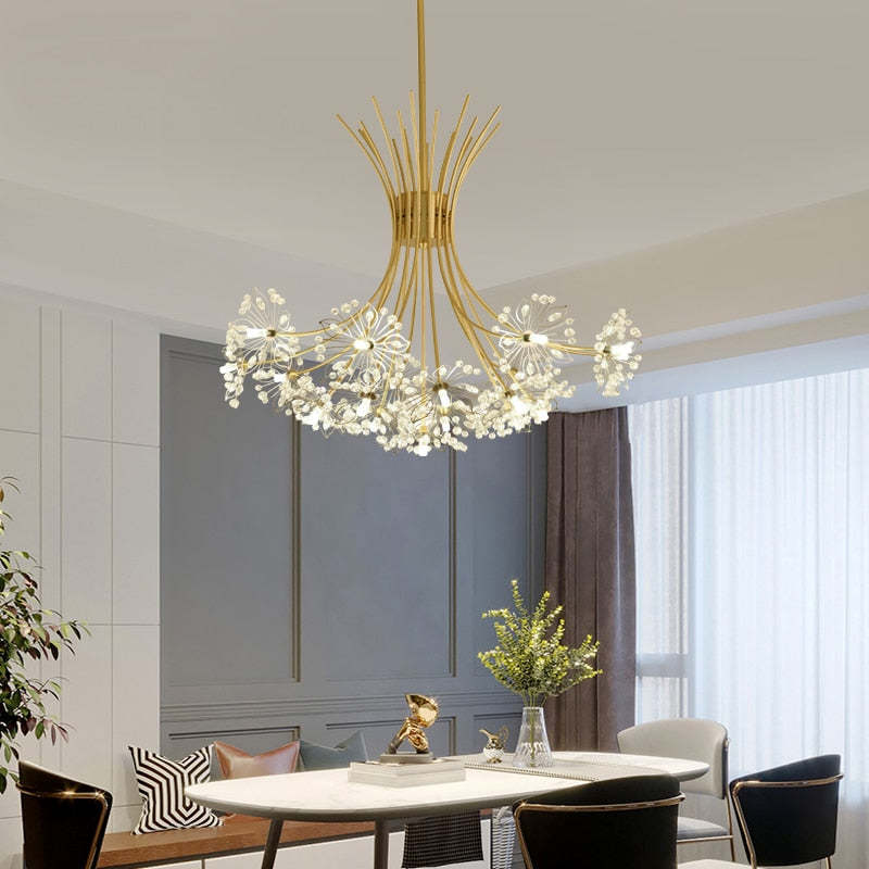 Lily Modern Art Deco Crystal Sputnik Chandelier, Black/Gold - Cueteks