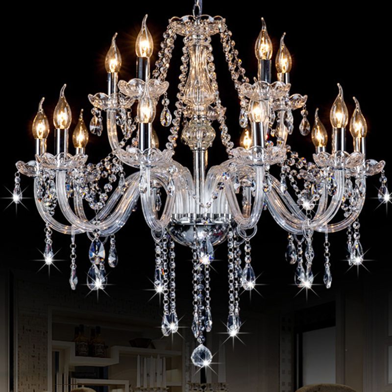 Silva Luxury Candlestick Crystal Chandelier, Clear - Cueteks
