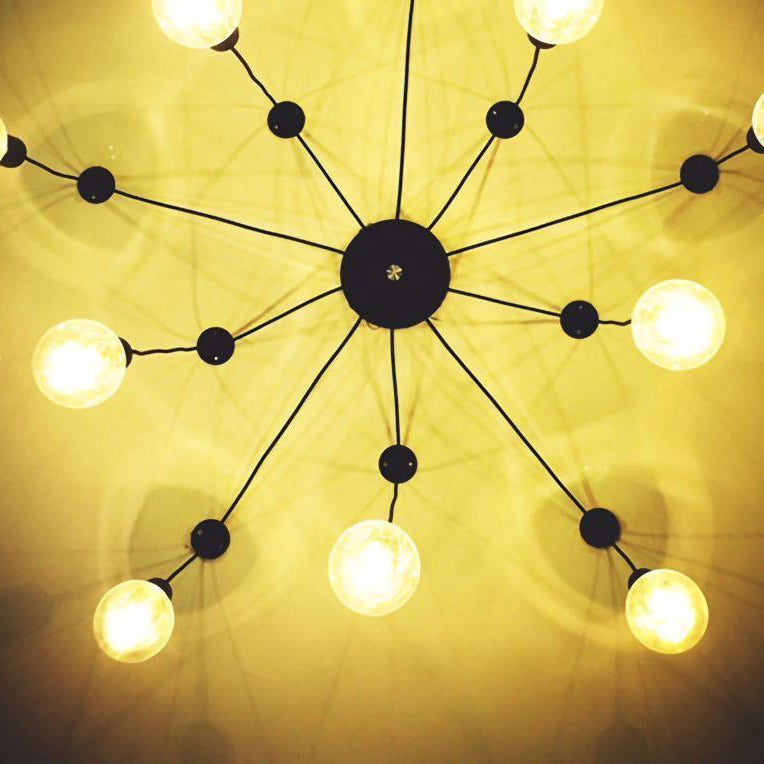 Alessio Retro Country LED Spider Chandelier, Black/White - Cueteks