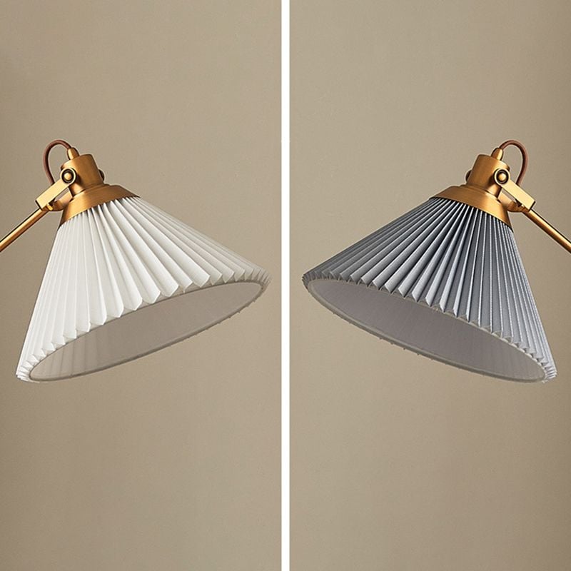 Ozawa Floor Lamp Pleated Retro, Metal/Wood, Living Room - Cueteks
