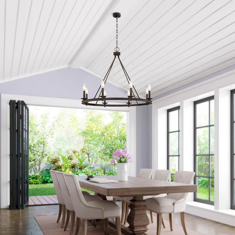 Silva Modern Candles Chandelier Black Metal Living Room/Bedroom - Cueteks