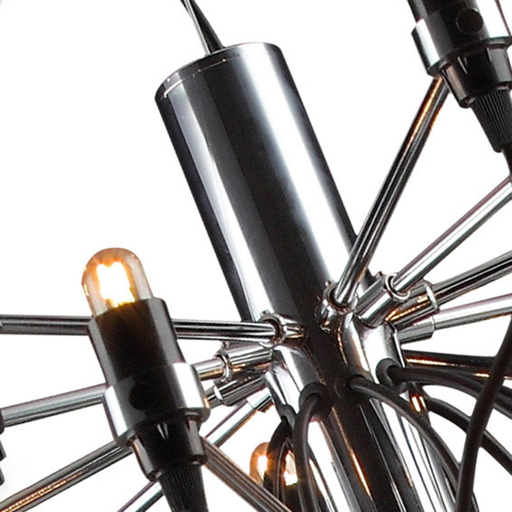 Alessio Retro Linear Metal Chandelier, Black - Cueteks