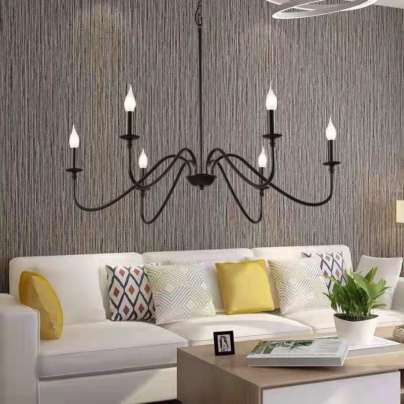 Silva Retro Vintage Candle Metal Chandelier, Black/Gold - Cueteks