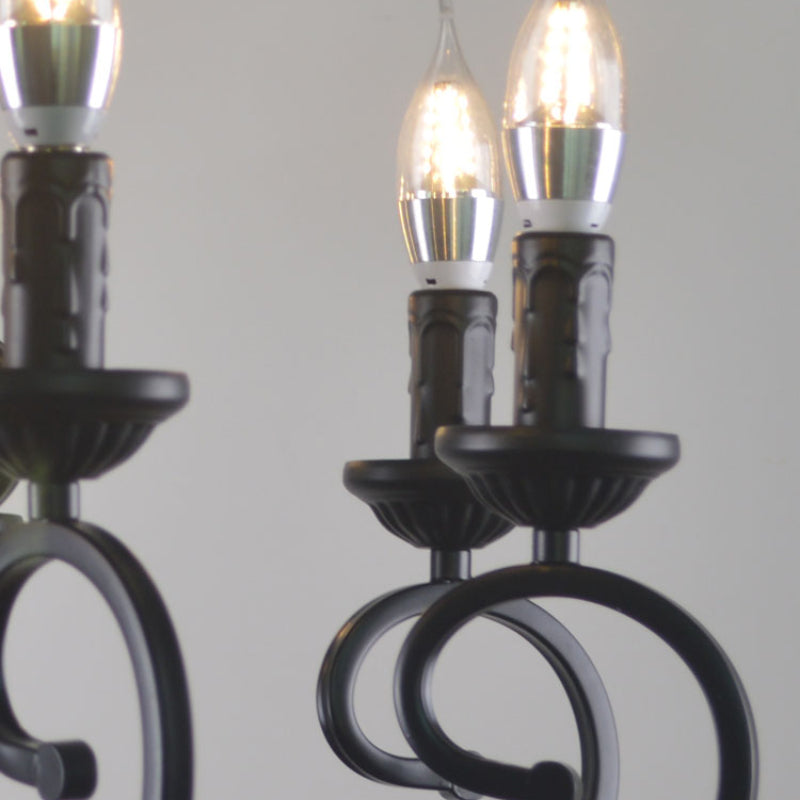 Silva Creative Retro Candle Chandelier Black Metal Bedroom - Cueteks