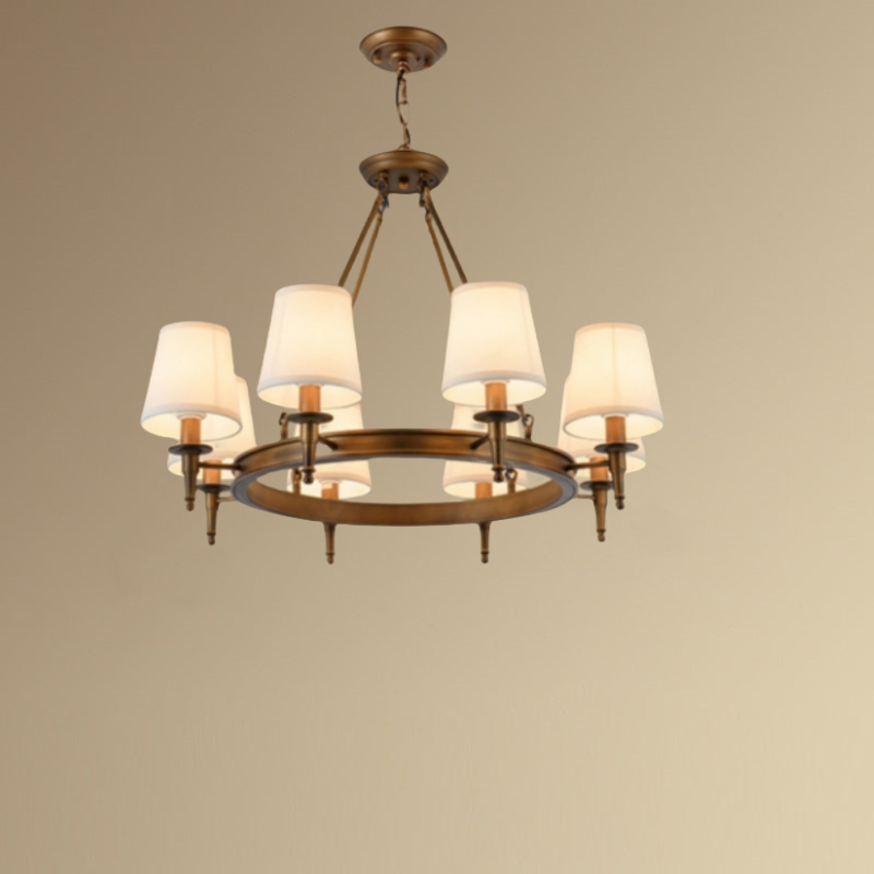 Alessio Vintage Ring Metal/Fabric Chandelier, Black/Copper - Cueteks