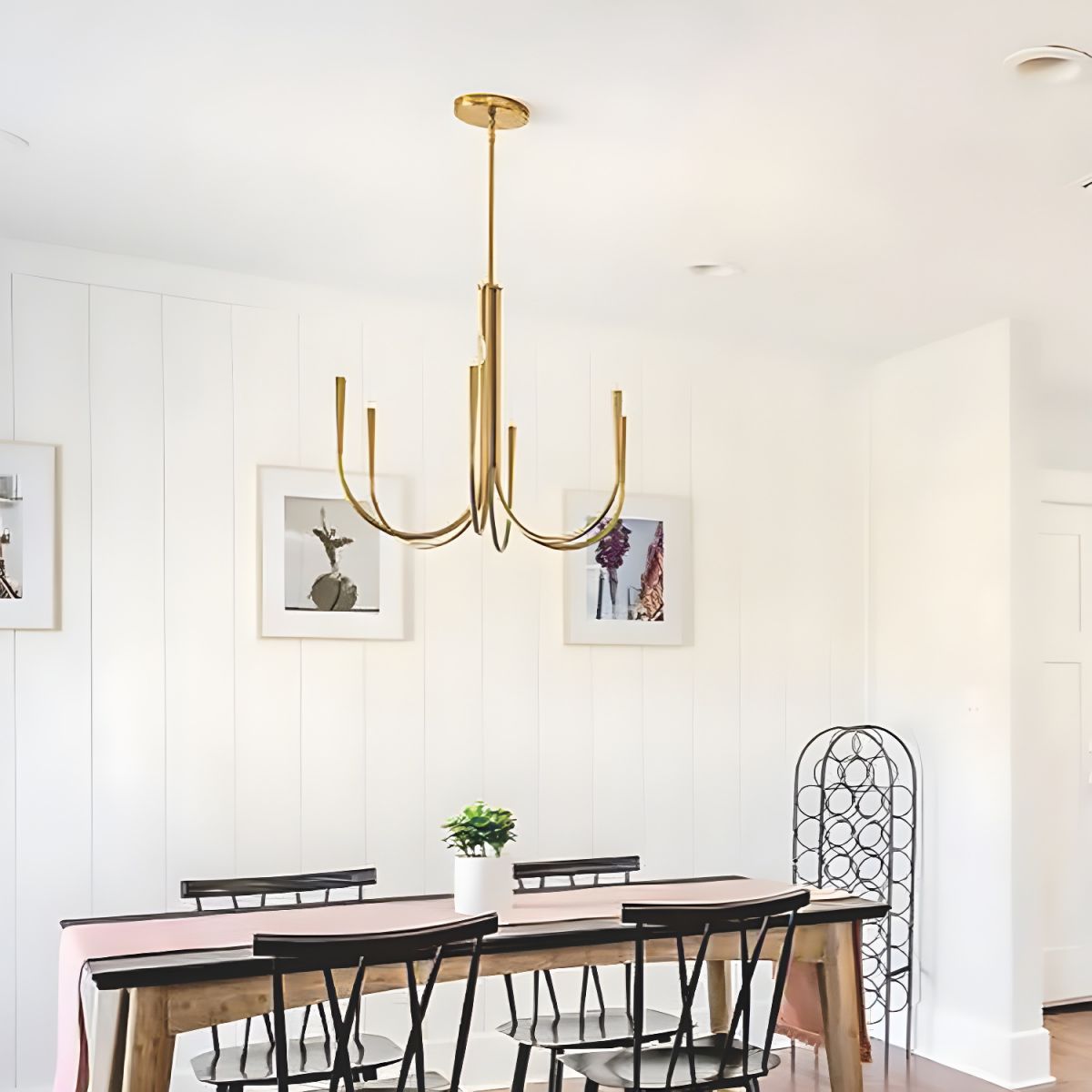 Hailie Modern Minimalist Chandelier Dinning Room, Black/Gold - Cueteks