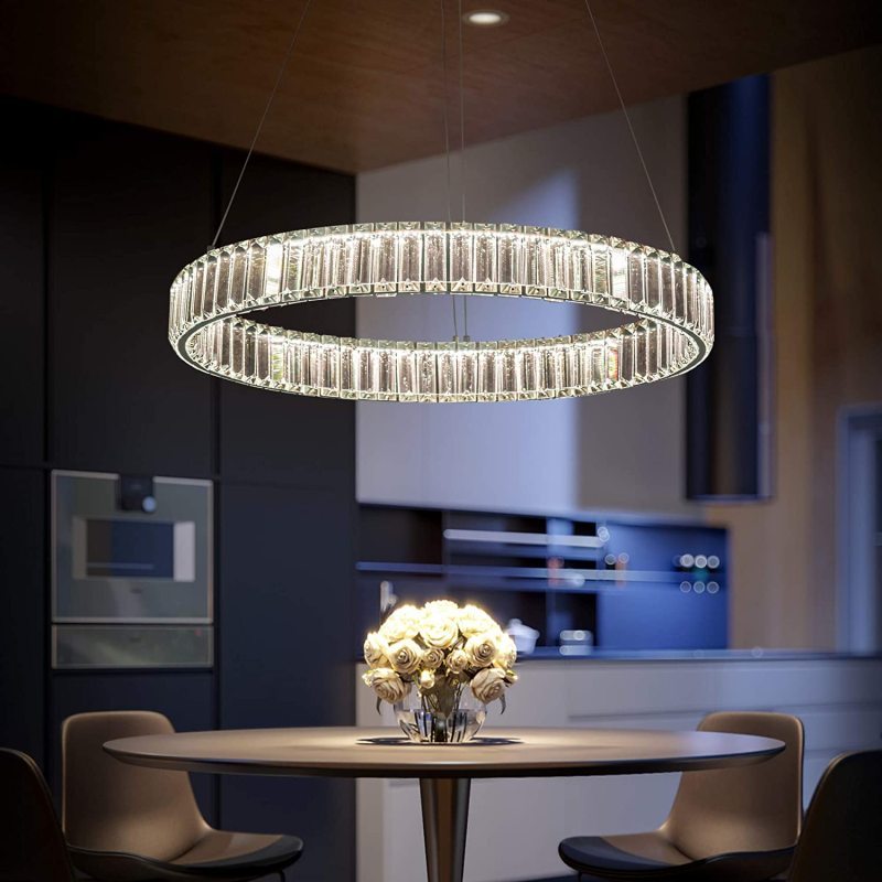 Marilyn Elegant Round Crystal Chandelier, Clear - Cueteks