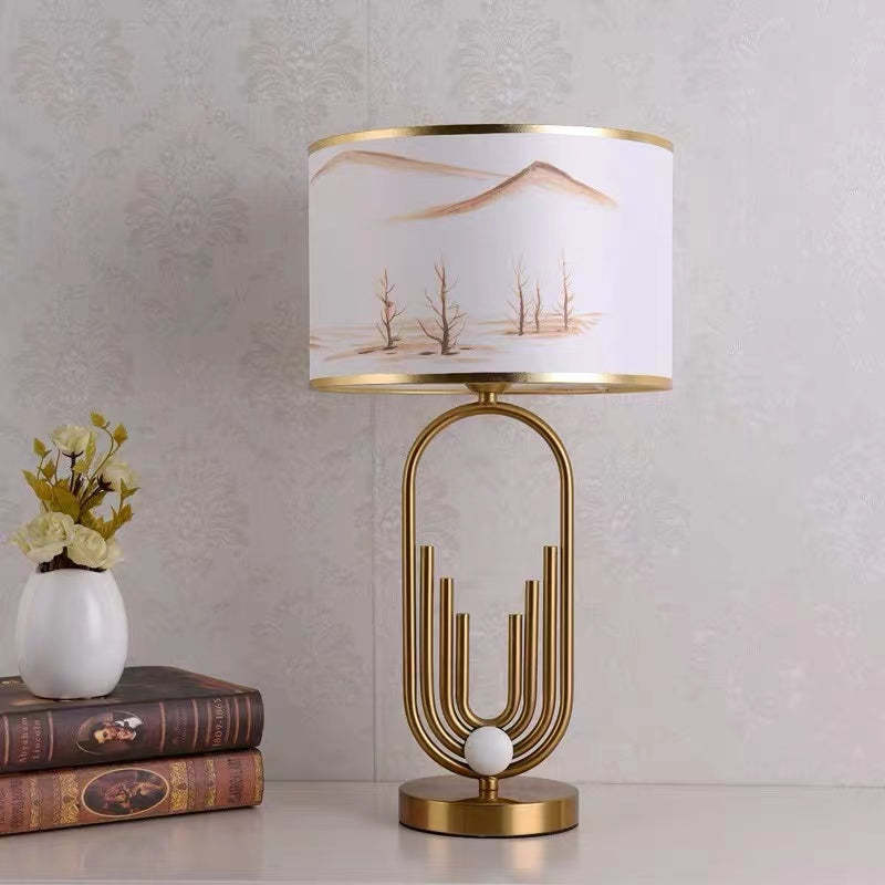 Sano Table/Floor Lamp Landscape, Metal/Fabric, Bedroom - Cueteks