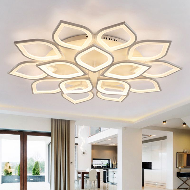 Hana 15-light selection with layered petal forms above a living area
