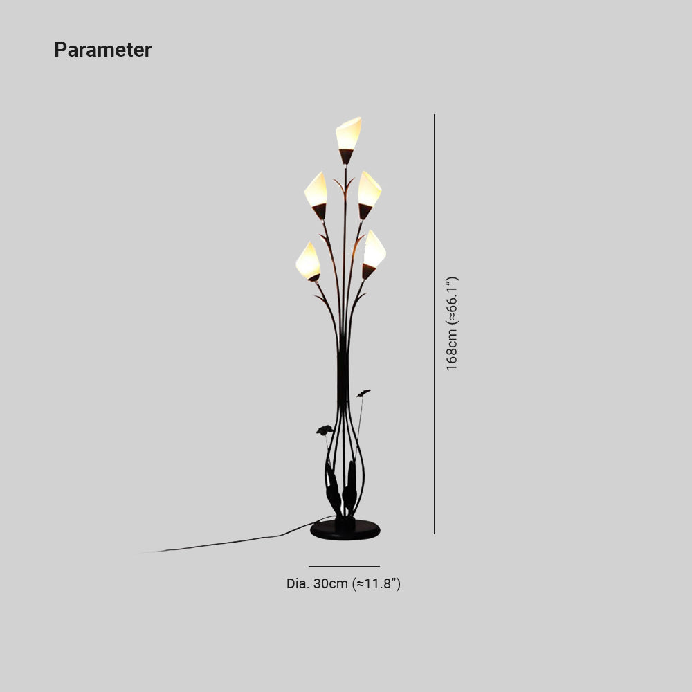 Bella Flower Branching Black Floor Lamp, Living Room - Cueteks