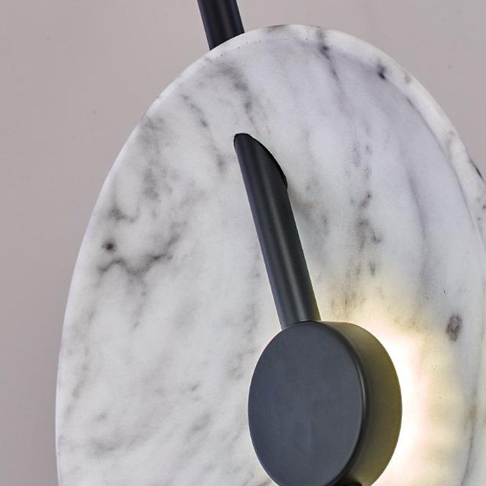 Salgado Modern Nordic Round Marble/Metal  Floor Lamp, White - Cueteks