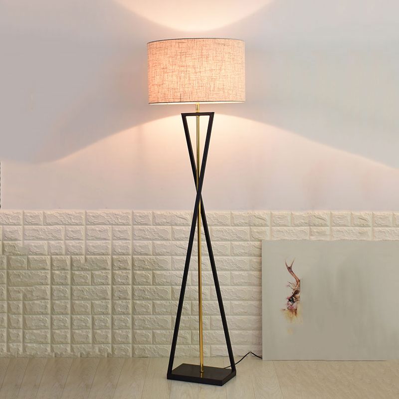 Eryn Retro Cylinder Tripod Metal  Fabric Multi Color Floor Lamp - Cueteks
