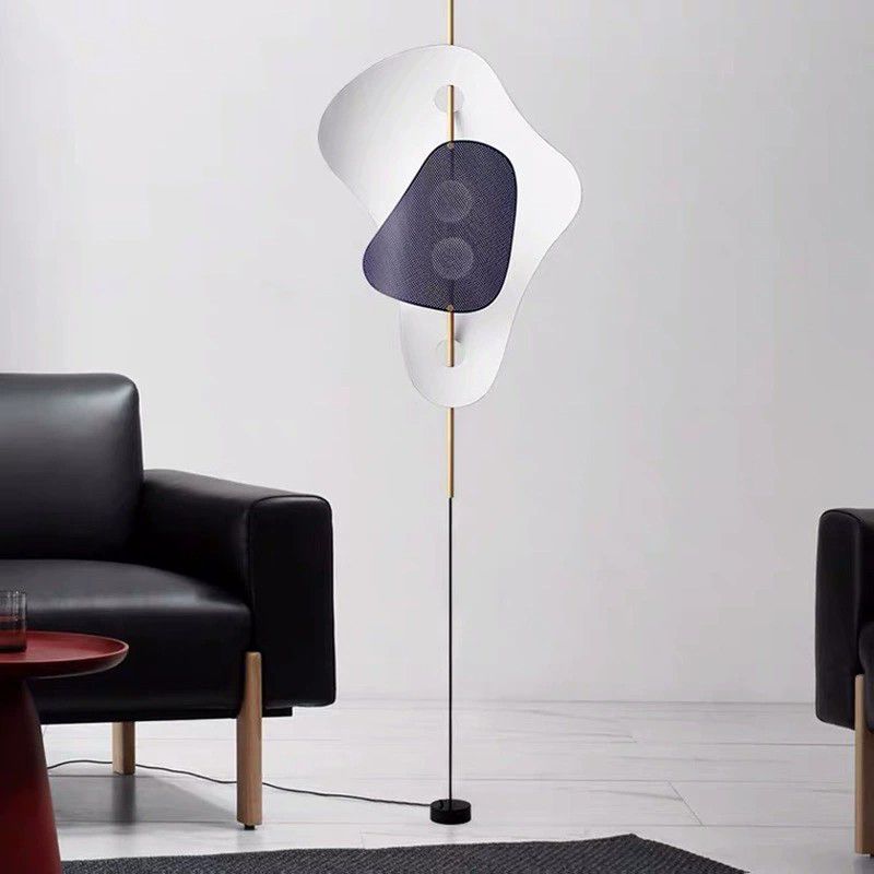 Salgado Modern Irregular Double Head Metal Floor Lamp, White - Cueteks