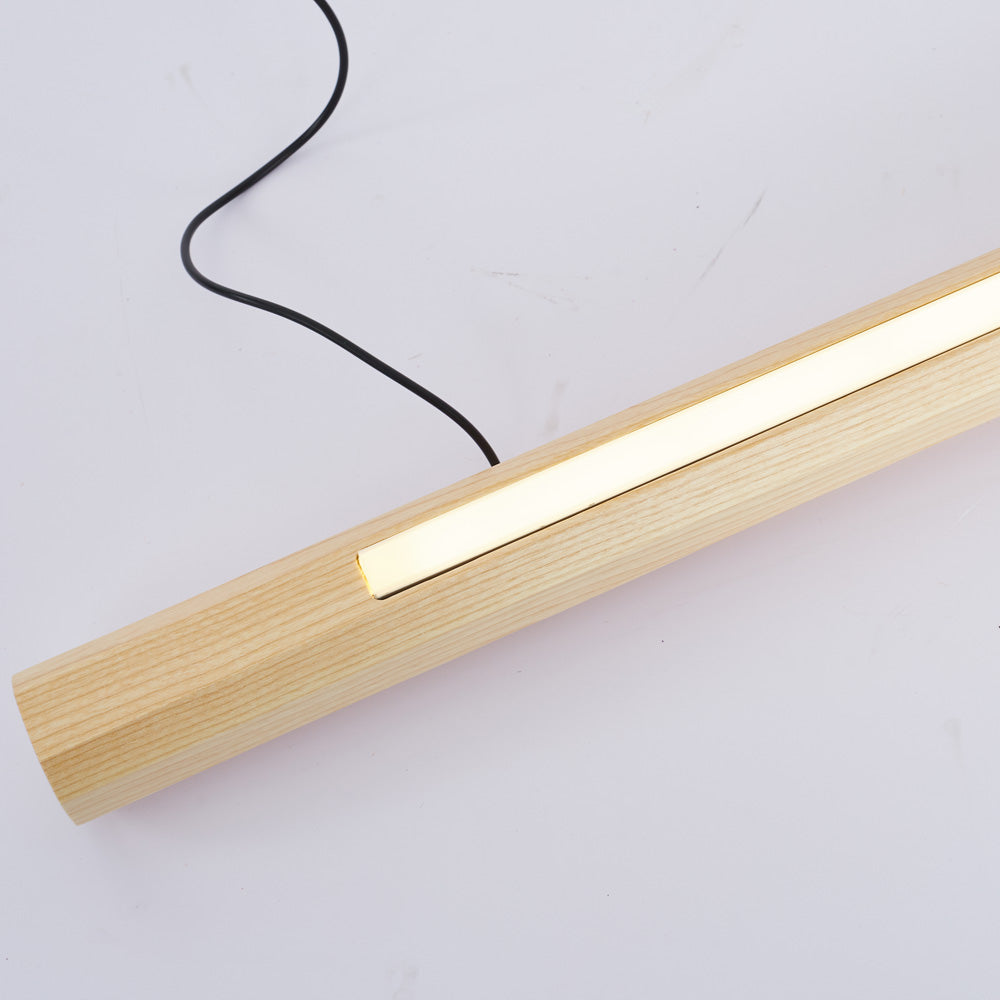 Ozawa Minimalist Linear Floor Lamp, Wood/Acrylic, Living Room - Cueteks