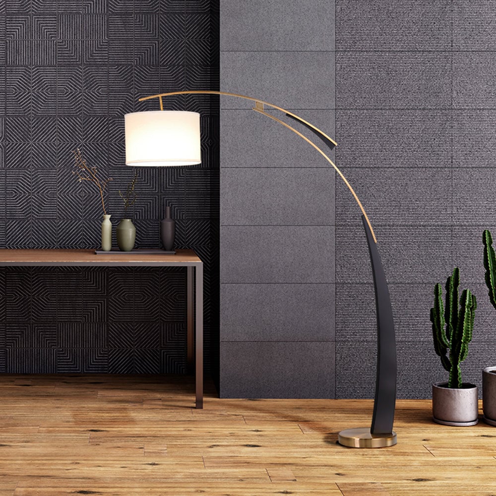 Salgado Floor Lamp 3 Color Temperature Switchable, Artificial Fabric/Metal - Cueteks