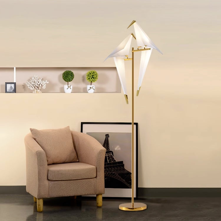 Clifford Nordic Bird Table /Floor Lamp, Gold, 1/2/3 Light - Cueteks