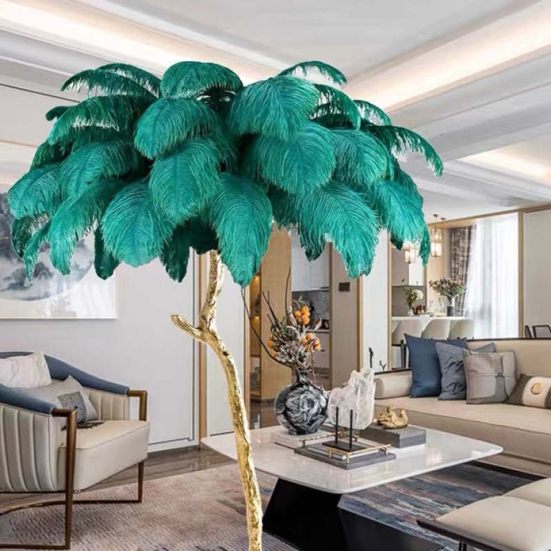 O'Moore Nordic Luxury Unique Ostrich Feather Floor Lamp/Table Lamp - Cueteks