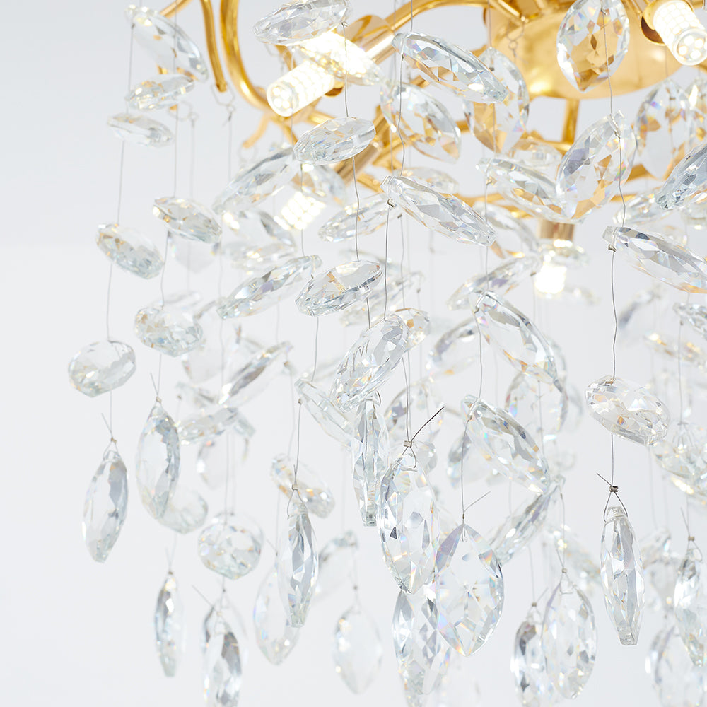 Marilyn Contemporary Gold Glass Crystal Chandelier - Cueteks