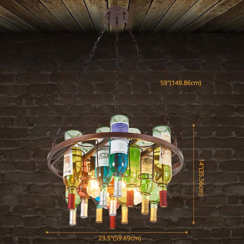 Hailie Antique Wine Bottle Metal/Glass Colorful Pendant Light - Cueteks