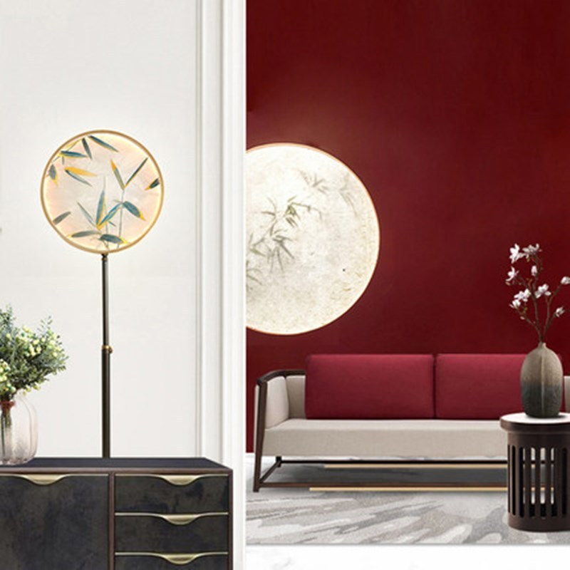 Jade Zen Artistic Circle Floor Lamp, Metal/Glass - Cueteks