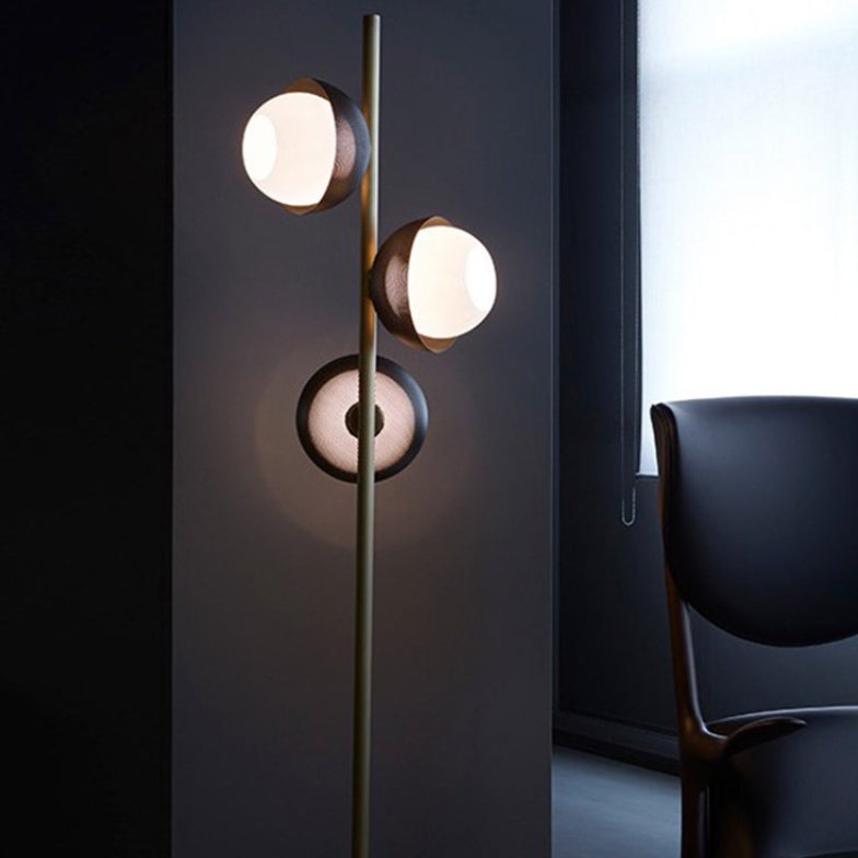 Salgado Black & Gold Semicircle Floor Lamp, 3 Heads, Metal, 53" - Cueteks