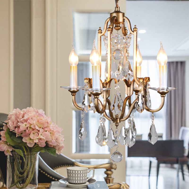 Silva Vintage Luxury Candle Crystal/Metal Chandelier, Gold - Cueteks