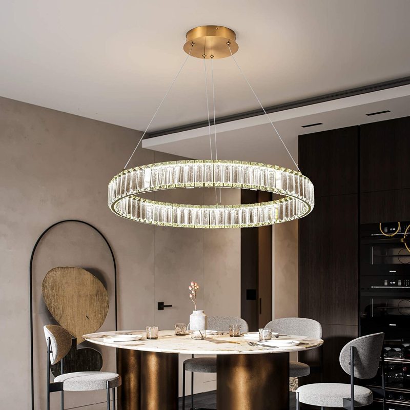 Marilyn Elegant Round Crystal Chandelier, Clear - Cueteks