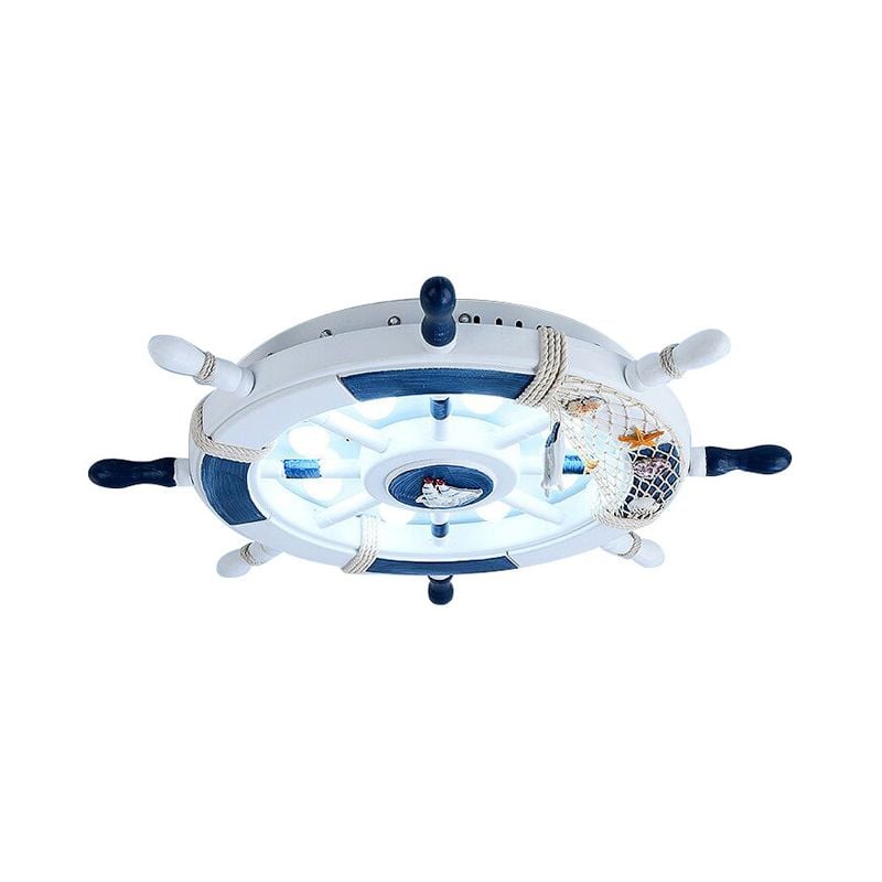 Quinn Modern Rudder Metal Flush Mount Ceiling Light White/Blue Bedroom - Cueteks