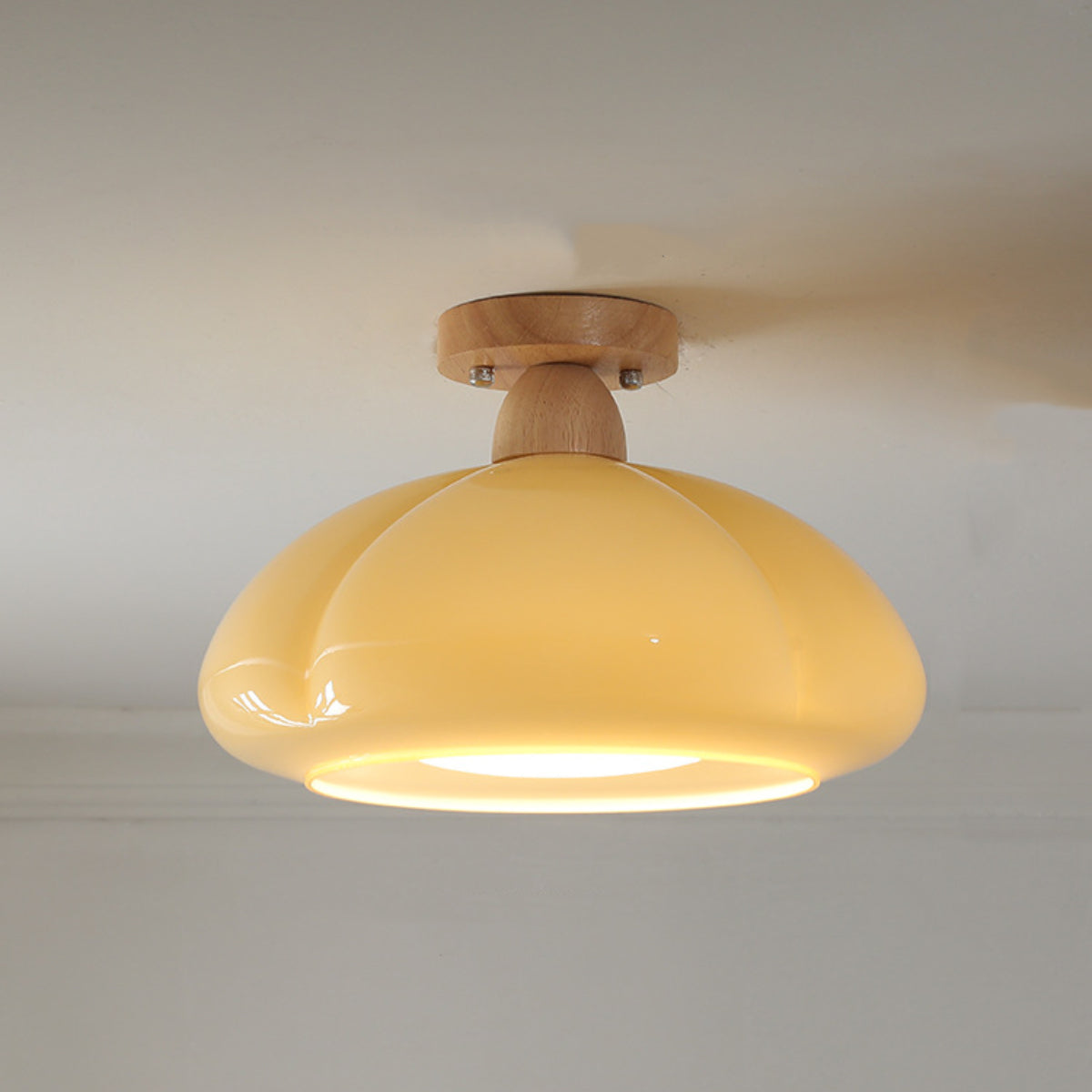 Hailie Modern LED Pumpkin Creativity Ceiling Light Glass Wood Aisle/Hallway/Bedroom/Living Room - Cueteks