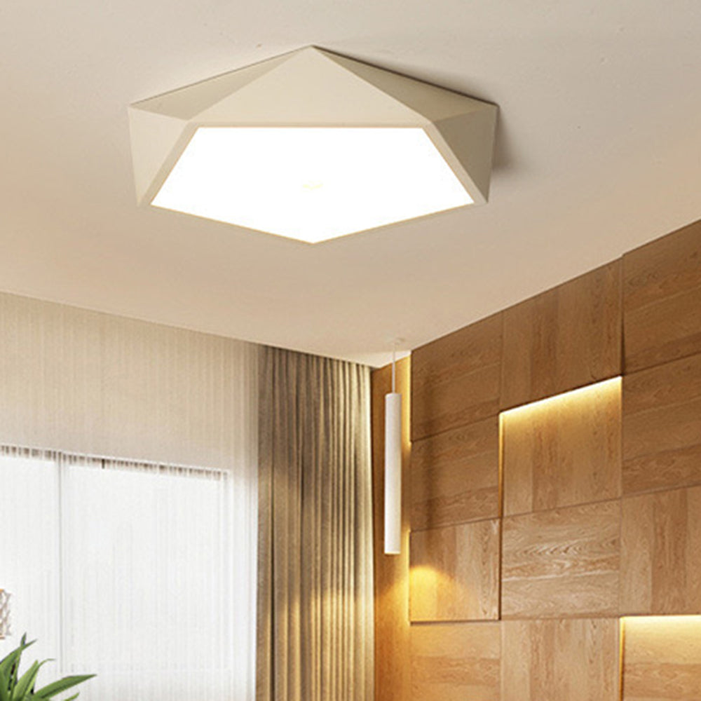 White Quinn near the ceiling beside wood wall panels, window curtains and a separate cylindrical pendant light.