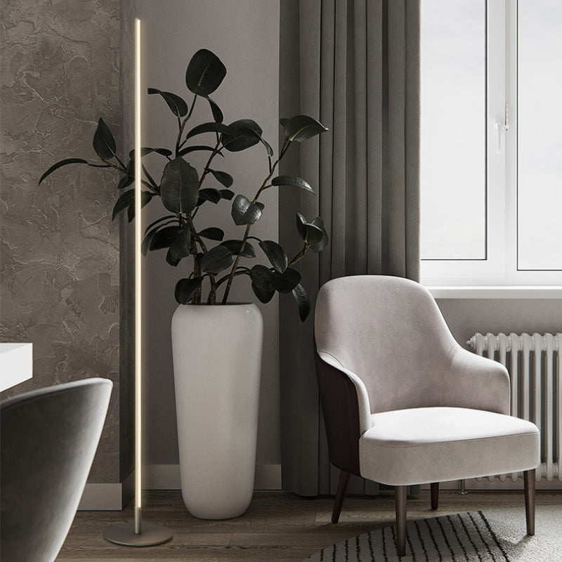 Edge Modern Minimalist Linear Floor Lamp, Metal/Silica Gel, Living Room - Cueteks