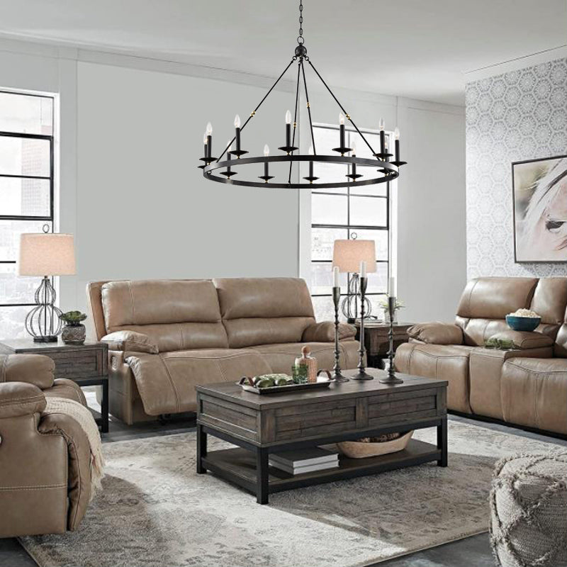 Silva Modern Candles Chandelier Black Metal Living Room/Bedroom - Cueteks