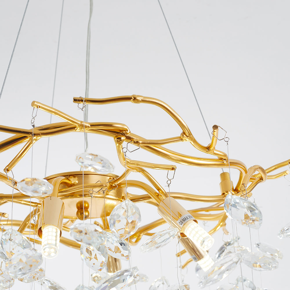 Marilyn Contemporary Gold Glass Crystal Chandelier - Cueteks
