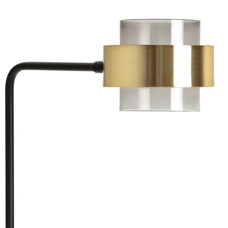 Salgado Modern Double Head Metal Glass Floor Lamp, Black - Cueteks