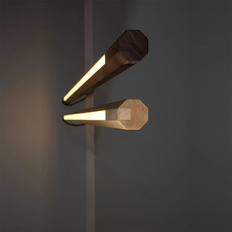 Ozawa Minimalist Linear Floor Lamp, Wood/Acrylic, Living Room - Cueteks