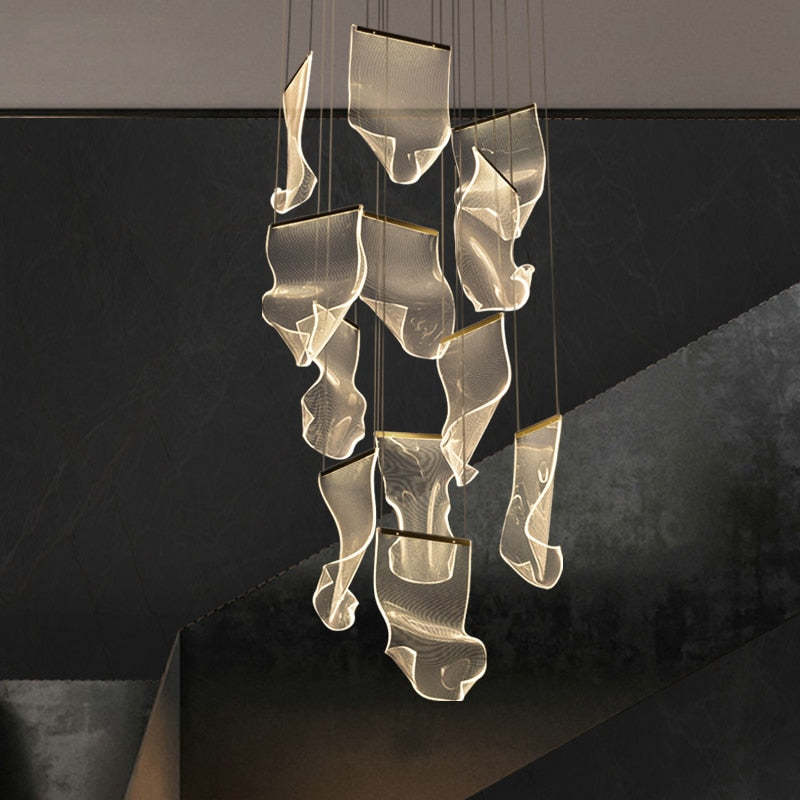 Marylin Artistic Acrylic Silk Chandelier, Gold - Cueteks