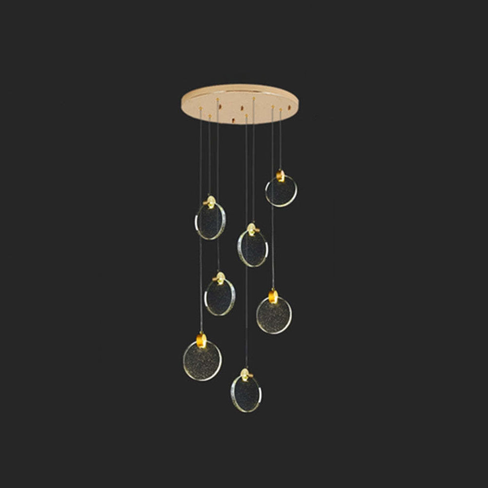 Kristy Minimalist Round  Metal/Crystal Chandelier, Gold - Cueteks