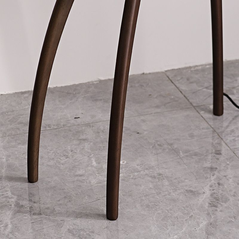 Ozawa Modern Dome Tripod Wood Glass Floor Lamp /w Table, Brown - Cueteks