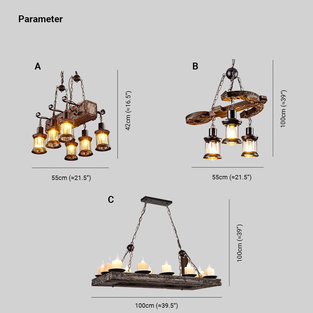 Austin Retro Chandelier, 3 Style, 21.5"/39.5" - Cueteks
