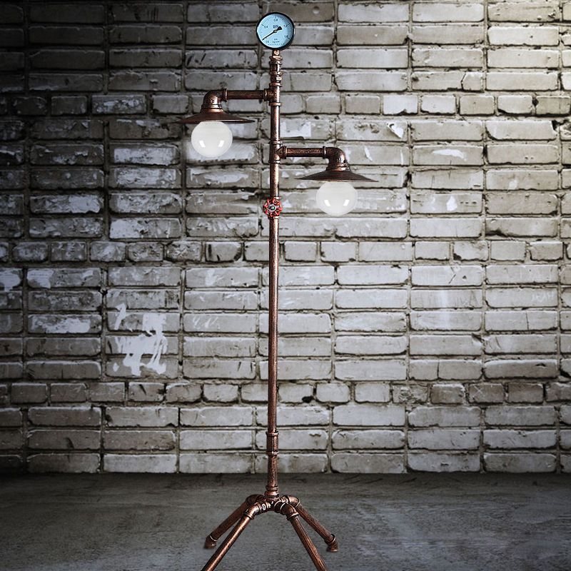 Alessio Retro Multi Head Antique Piped Metal Floor Lamp, Bronze - Cueteks