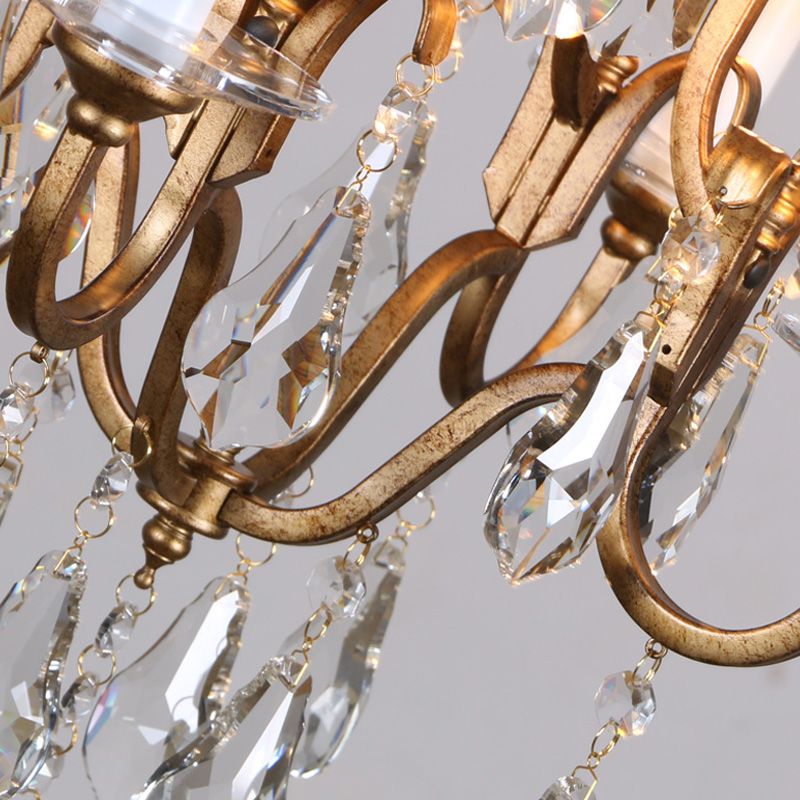 Silva Vintage Luxury Candle Crystal/Metal Chandelier, Gold - Cueteks