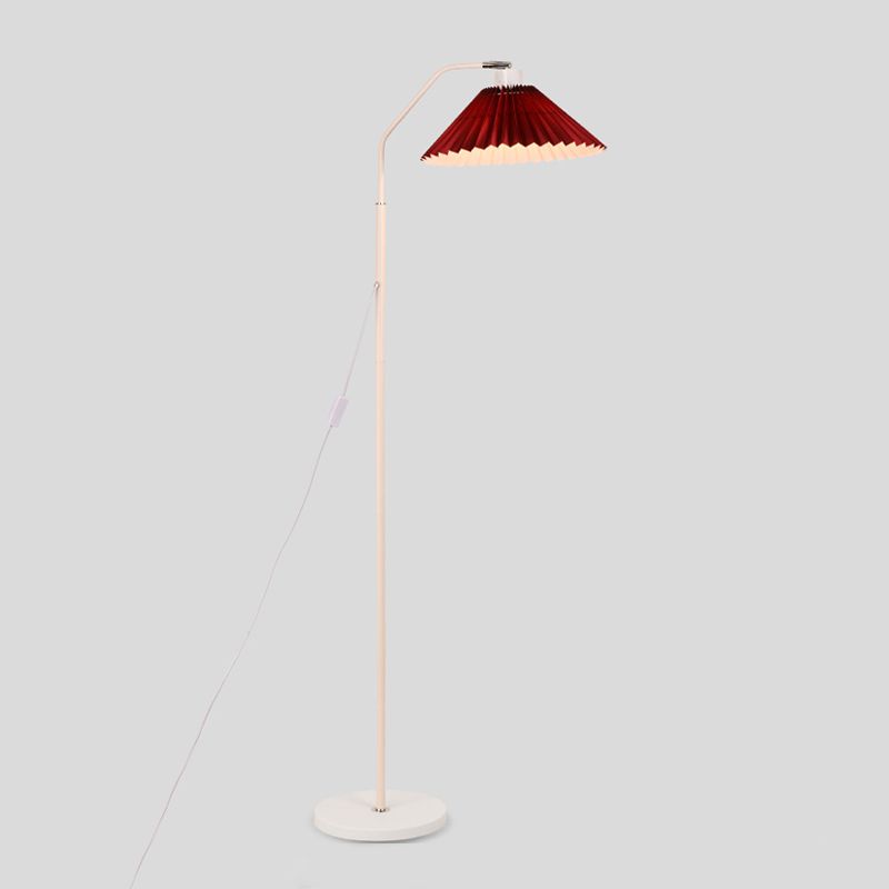 Ozawa Modern Pleated Metal Fabric Floor Lamp,White/Red/Beige/Green - Cueteks