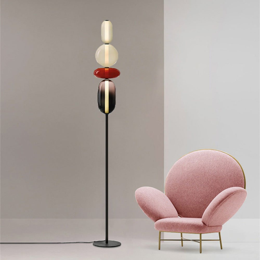 Morandi Modern Creative Man Metal/Glass Floor lamp, White/Black/Red - Cueteks