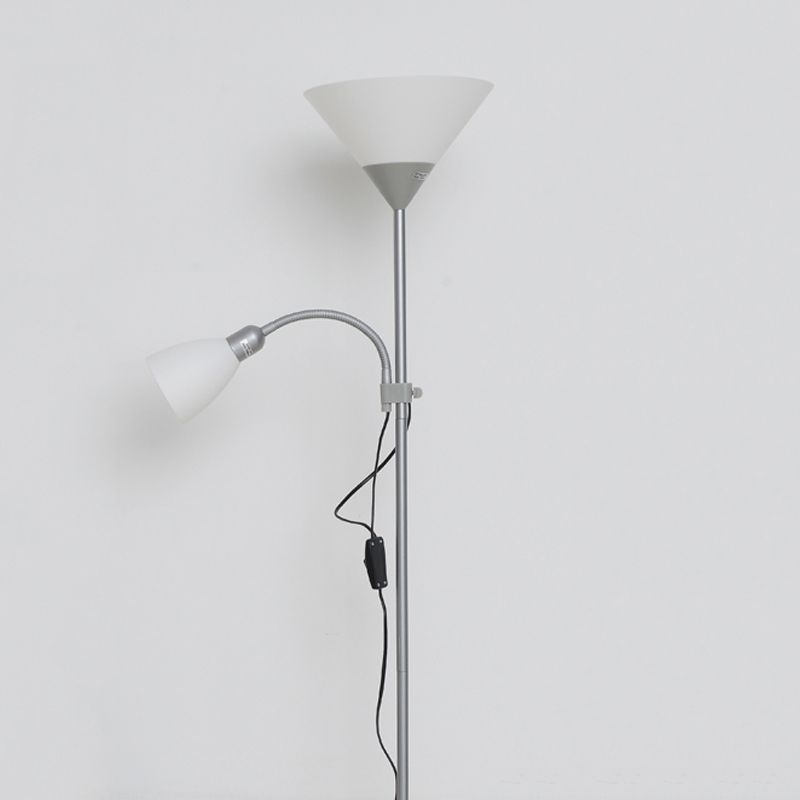 Eryn Modern Double Head Metal Acrylic Floor Lamp, Silver - Cueteks