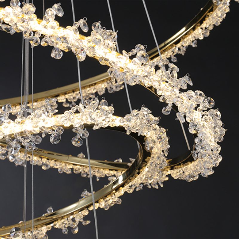 Kristy Pendant Light Ring Luxury, Crystal/Metal, Gold, Bedroom - Cueteks